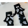 Женские подростковые высокие носки Хэллоуин Halloween на магнитах с ручками Призраки 36-40 размер черный (AN)0575