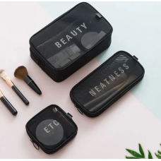 Набор дорожных органайзеров косметичек прозрачных Neatness-Beauty-Etc. 3шт Черный (AN)20971