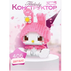Конструктор фигурка Melody (Kuromi )  мини блоки Magic Blocks  в  корейском стиле геншен, манги, hello kitty, Санрио Китти, Мелоди для девочек  y2k kpop 406 деталей (AN) 32167