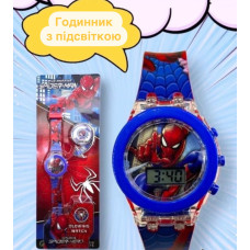 Детские наручные электронные часы с подсветкой 2 в 1 Spider Man Light Watch Спайдермен (Человек паук) - красный (AN)20977