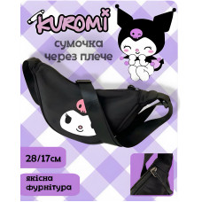 Сумка багет через плечо женская подростковая кросс-боди Куроми, (Kuromi ), hello kitty, Санрио Китти, Мелоди аниме и k-pop черный (AN)34189
