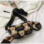 Сумка клатч маленька крос боді жіноча через плече  з монетницею Happy Little bear Маленький ведмедик у вінтажному стилі чорний (AN)42050