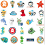 Набор многоразовых виниловых наклеек Octonauts Октонавты - стикербомбинг на авто телефон ноутбук стену 50шт (AN)45204