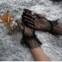 Перчатки фатиновые короткие в горошек для вечеринок, фотосессий  стиль ретро черный (AN)31743
