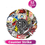 Наклейки многоразовые водоотталкивающие стикеры CSGO / кс го -52 шт Counter Strike стикербомбингдля телефона, ноутбука, планшета, скейтборда, самоката, велосипеда. (II) 20384