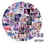 Набор 55 шт. многоразовых виниловых наклеек K-POP Demon Hunters, стикеры для оклейки, стикербомбинг (II) 34380