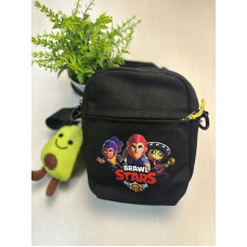 Сумка через плече дитяча месенджер Brawl Stars Бравл Старс подарунок для хлопчика дівчинки підлітка з брелком Авокадо чорний (AN)34618