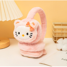 Теплые наушники детские с ушками из искусственного меха hello Kitty Fashion kids  (Kuromi ) геншен, манги,  Санріо Кітті, Мелоди  розовый 1022 (AN)