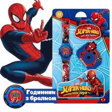 Детские наручные электронные часы Spider Man Watch Спайдермен (Человек паук)  с брелком - красный (AN)3210