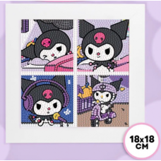 Алмазная мозаика картина по номерам с рамкой для детей Куроми Аниме Мелоди Kuromi Kitty (AN)32375