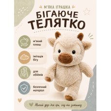 М'яка іграшка для обіймів Бігаючий бичок бігаюче телятко 40 см бежевий (AN)34674