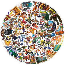 Набор наклеек самоклеящихся с героями Crash Bandicoot Крушение Крэш Бандикут наклейки на авто телефон ноутбук 50шт (AN)713