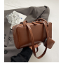 Женская сумка Shisano Box-Bag прямоугольная с двойными ручками и съемным кошельком лакированная коричневый (AN)34574