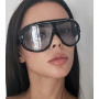 Солнцезащитные очки-маска унисекс в стиле Tom Ford Rellen Оверсайз Авиаторы с градиентными линзами и металлической вставкой Черные (AN) 34575