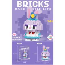 Конструктор фигурка Зайка Хеллоу Китти (Hello Kittty) для девочек 187 деталей mini blocks фиолетовый (AN)32135