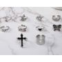 Набор готических колец с Паук с крестами в стиле панк готы серебристый Fashion Jewelry 10шт(AN))32153