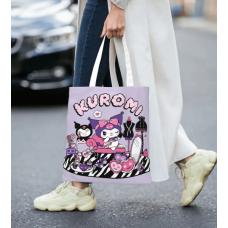 Эко-сумка шоппер аниме с принтом "Куроми" Melody (Kuromi) Sanrio 37*34см Y2K kpop рисунок с двух сторон в корейском стиле фиолетовый (AN)32122