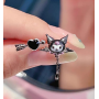 Готические серьги гвоздики пусеты  с цепочкой Kuromi (Куроми) ,Hello Kitty, My Melody , Геншин Импакт Genshin Impact аниме корейский стиль y2k kpop черный (AN)21204