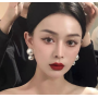 Большие серьги жемчужины белые бижутерия Fashion Jewelry (II) 32518
