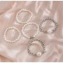 Многослойный браслет на руку, белый с серебром, 5 слоёв, 18 см Fashion Jewelry  (II) 34007
