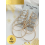 Набір  6 пар сережок кільця біжутерія конго висячі Золотисті Fashion Jewelry 2,5 - 5 см (II) 20389