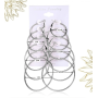 Набор серёжек 6 пар бижутерия кольца конго висячие Серебристые Fashion Jewelry 2,5 - 5 см (II) 20390