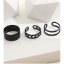 Набор колец 3 штуки бижутерия чёрные Fashion Jewelry (II) 32094