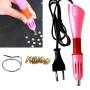 Паяльник для страз  на одежде картины термоаппликатор для рукоделия 7 насадок 12 Вт Розовый  Korni (II) 32093