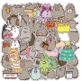 Набор наклеек кот Пушин Pusheen 50 штук стикербомбингдля телефона, ноутбука, планшета, скейтборда, самоката, велосипеда. (II) 33019