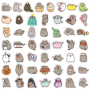 Набор наклеек кот Пушин Pusheen 50 штук стикербомбингдля телефона, ноутбука, планшета, скейтборда, самоката, велосипеда. (II) 33019