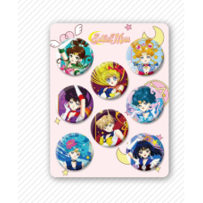 Набор значков  Треос "Сейлор Мун" (Sailor Moon)   8шт   32 мм (II) 33656