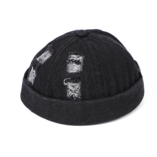 Кепка докерка бейсболка без козырька Docker cap джинсовая черная (II) 33976
