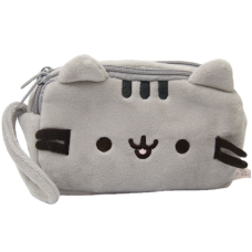Пенал Косметичка плюшевый Кот Пушин Pusheen на 2 отделения 21*13 см органайзер серый (ІІ) 33544
