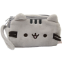 Пенал Косметичка плюшевый Кот Пушин Pusheen на 2 отделения 21*13 см органайзер серый (ІІ) 33544
