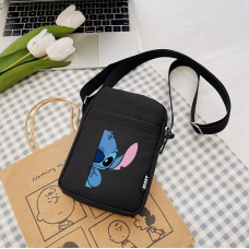 Сумка Стич Stitch повседневная модная нагрудная детская через плечо кросс боди чёрная 20*13*4 см  Lilo & Stitch  (ІІ) 33734