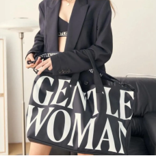 Дорожная сумка почтальонка  Джентльвумен/Gentlewoman  через плечо полотняная подростковая универсальная чёрная 32см*27см*58см (II) 33722