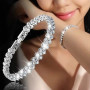Женский браслет сердечком серебристый с белыми камешками Fashion Jewelry (II) 18971