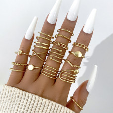 Набор колец 18 штук бижутерия золотистые Fashion Jewelry (II) 19946