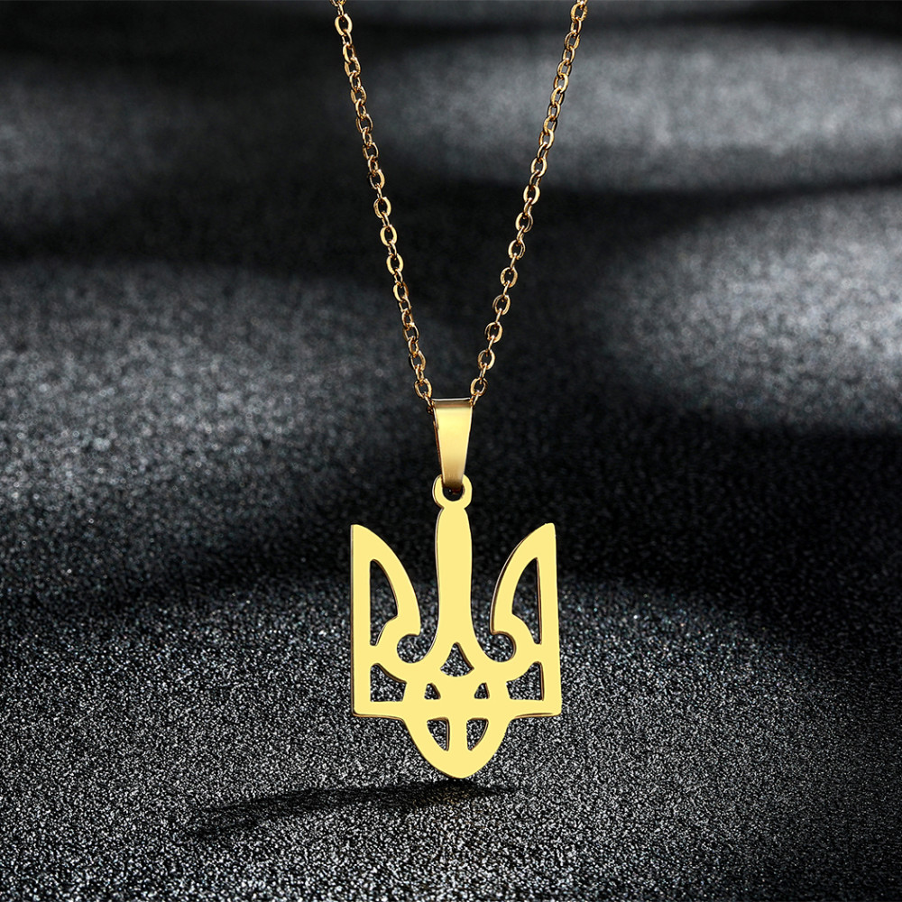 Подвеска кулон герб Тризуб с цепочкой золотистый Fashion Jewelry (II)19947