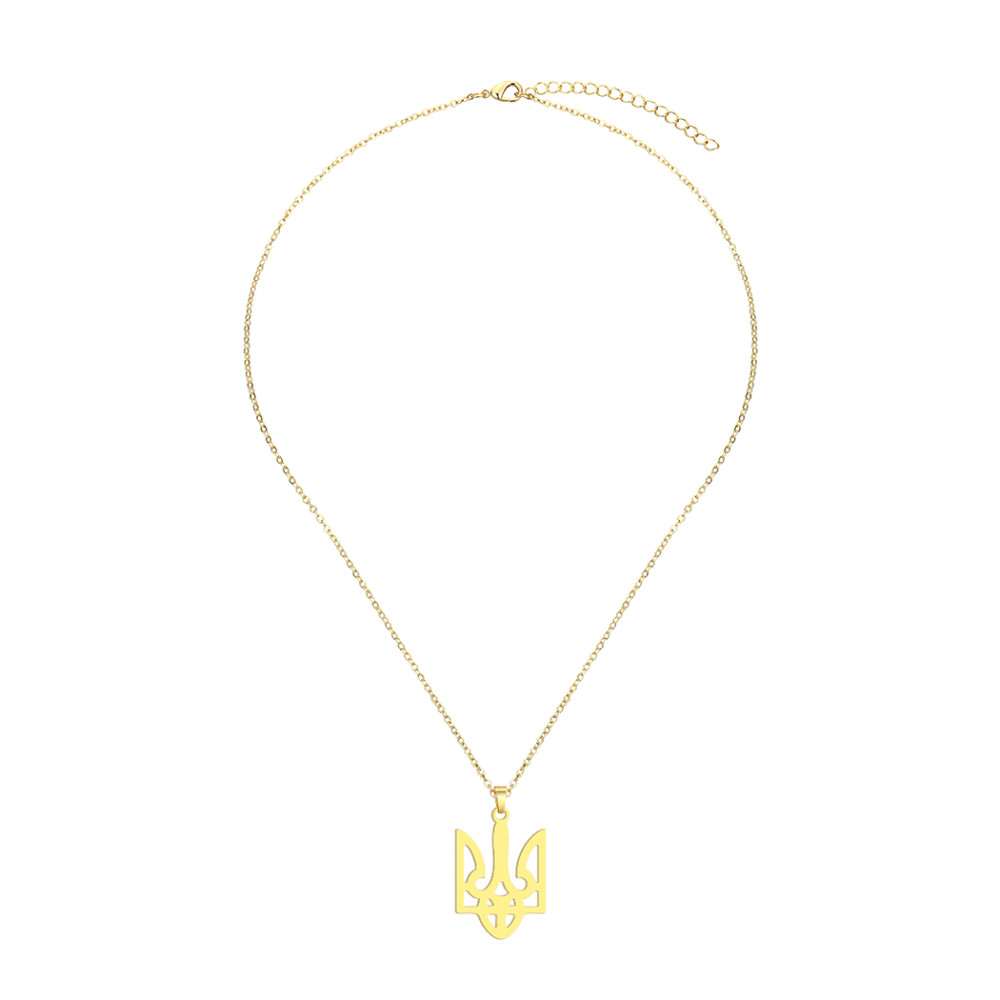 Подвеска кулон герб Тризуб с цепочкой золотистый Fashion Jewelry (II)19947