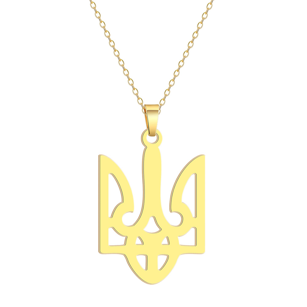 Подвеска кулон герб Тризуб с цепочкой золотистый Fashion Jewelry (II)19947