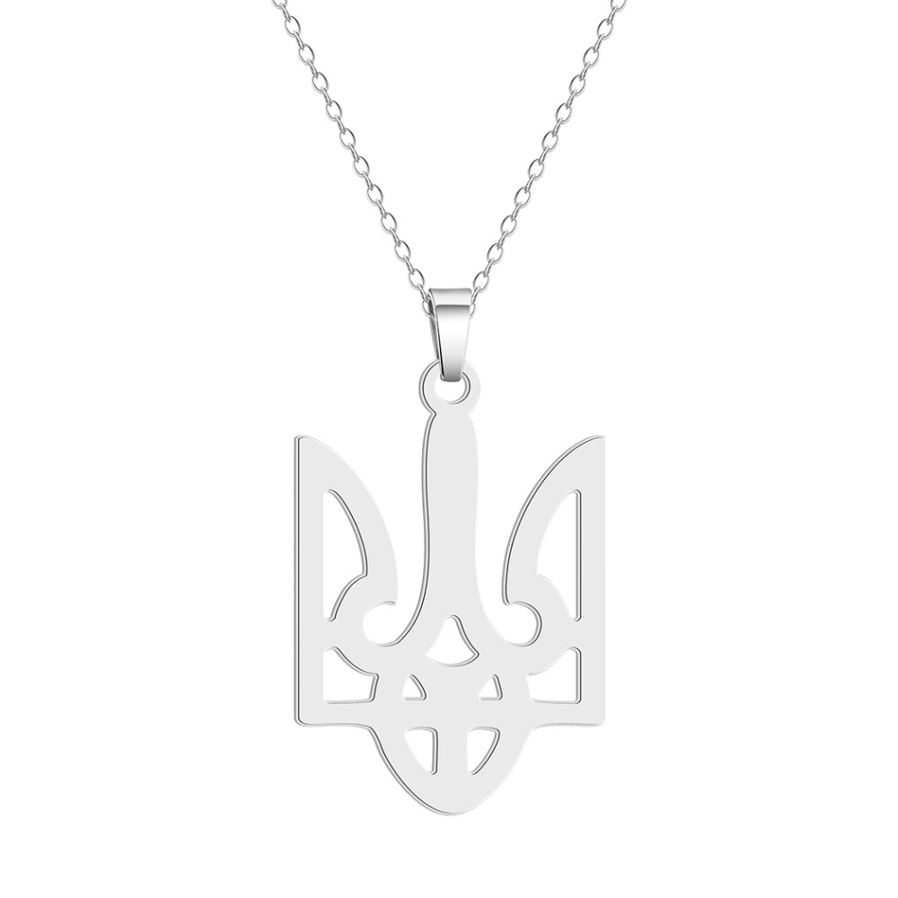 Подвеска кулон герб Тризуб с цепочкой серебристый Fashion Jewelry (II)19948