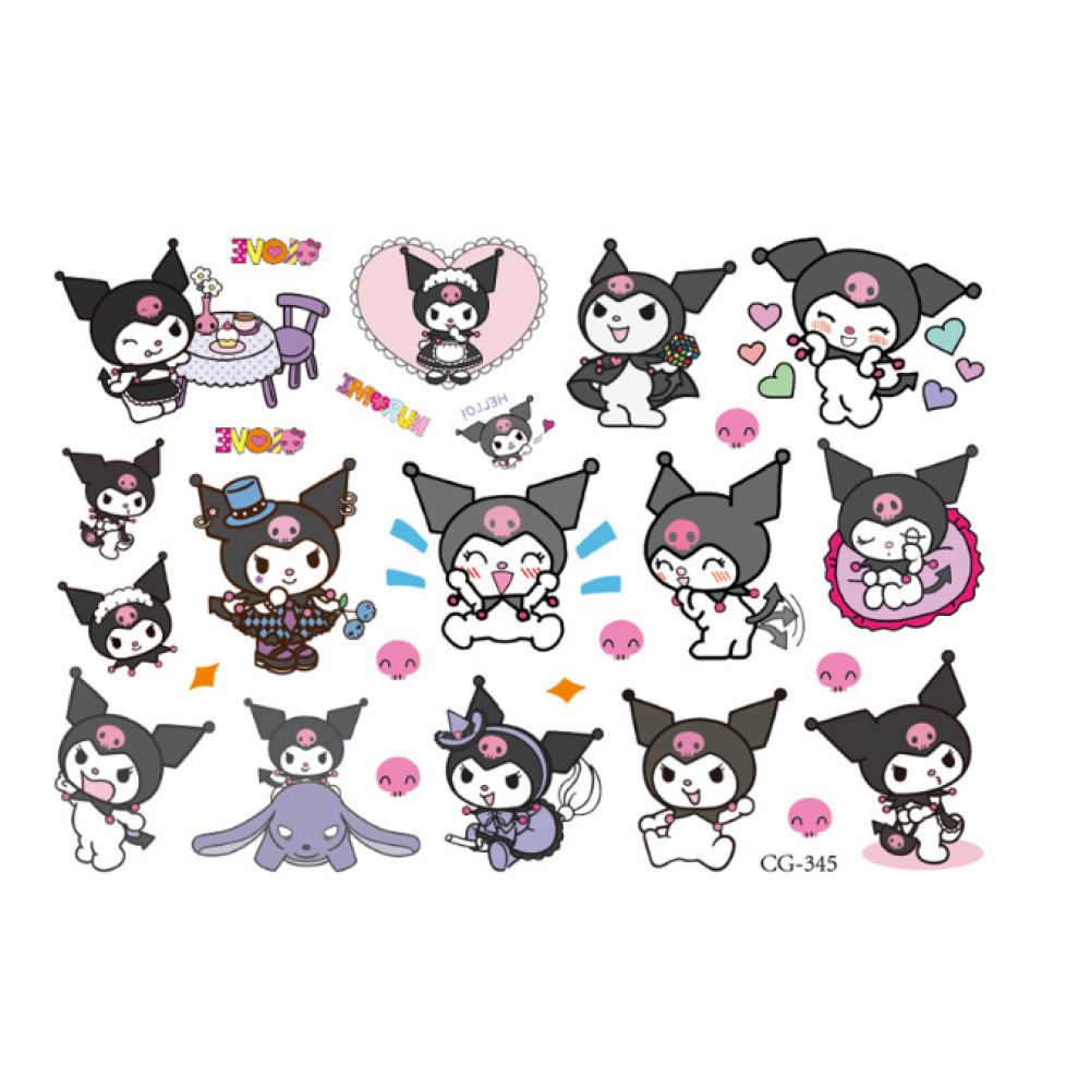 Тимчасові перекладні тату Куромі, аніме (Kuromi) геншен, манги, hello kitty, Санріо Кітті, Мелоді (AN)20180