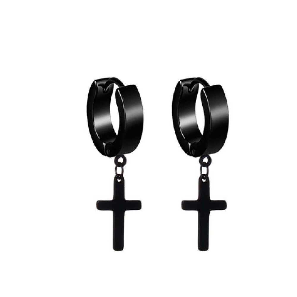 Серьги чёрные кресты конго кольца крестики с подвеской бижутерия Fashion Jewelry (II) 20181