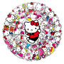 Наклейки багаторазові водовідштовхувальні наклейки Hello Kitty, куромі аніме -50шт Хелло Кітті стікербомбінг генішен імпакт на авто телефон ноутбук стіну
