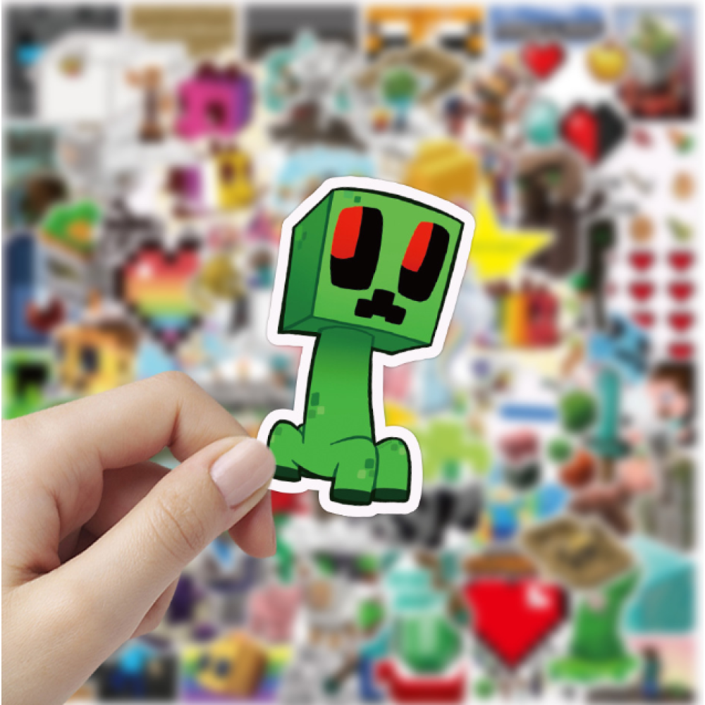 Набор наклеек многоразовых водоотталкивающих виниловых Майнкрафт, Minecraft самоклеящиеся50 шт (AN) стикербомбинг на авто телефон ноутбук стену Водостойкие стикеры для оклеивания(AN)20363