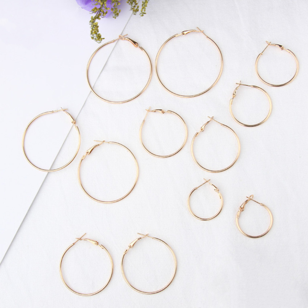 Набір  6 пар сережок кільця біжутерія конго висячі Золотисті Fashion Jewelry 2,5 - 5 см (II) 20389