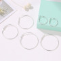 Набор серёжек 6 пар бижутерия кольца конго висячие Серебристые Fashion Jewelry 2,5 - 5 см (II) 20390