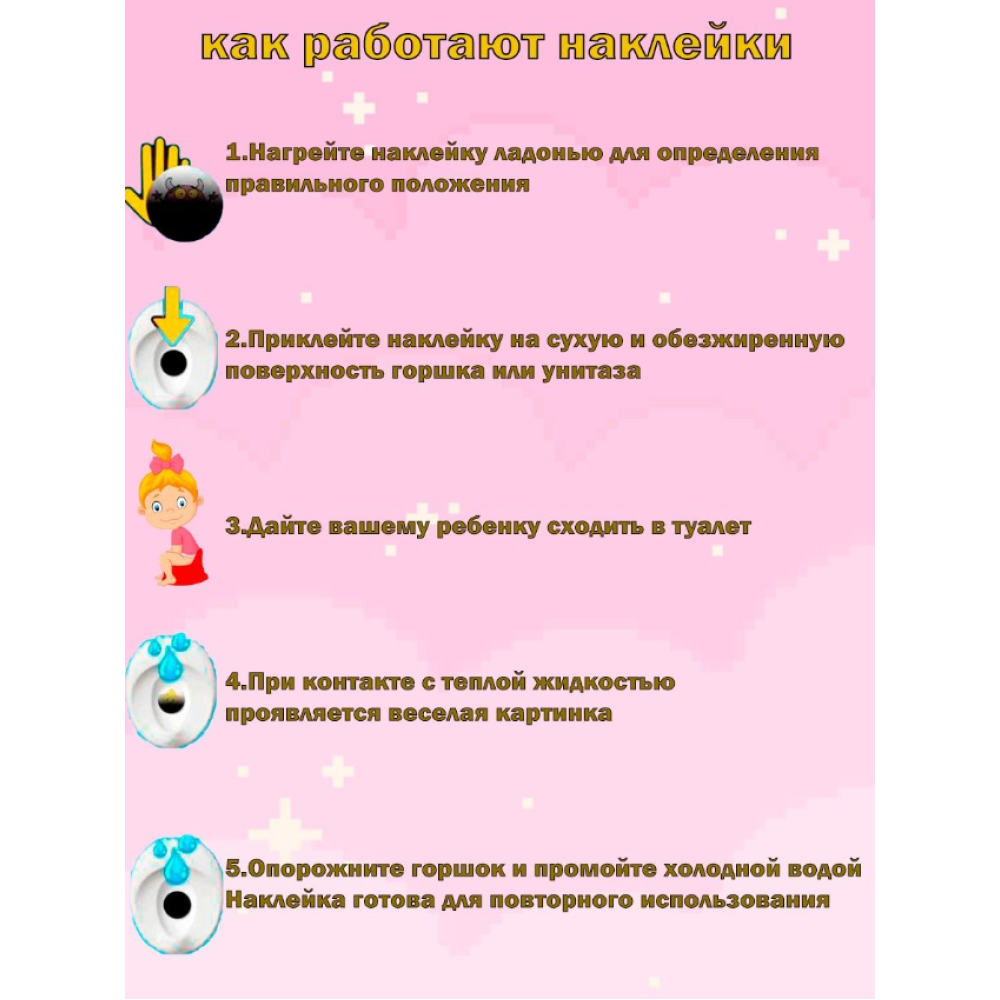 Наклейки для приучения к горшку 5шт для девочек (Феи) (AN)20470 2ф