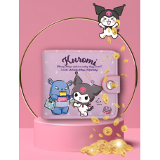 Кошелек бумажник детский для девочки Kuromi (Kuromi ) геншен, манги, hello kitty, Санрио Китти, Мелоди подарок дочке фиолетовый (AN)20516